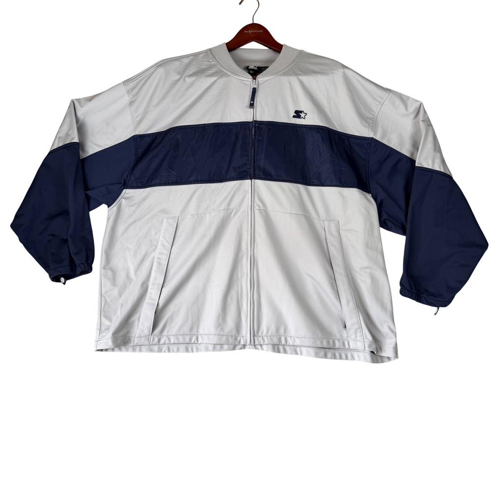 Starter Mens 3XL Full Zip Track Jacket Smoke Grey Navy Colorblock STM1119SNXL